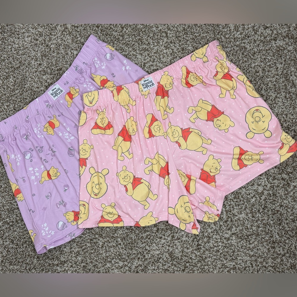 Women’s Disney Winnie the Pooh sleep/lounge Shorts 2 pair pink/purple sz M